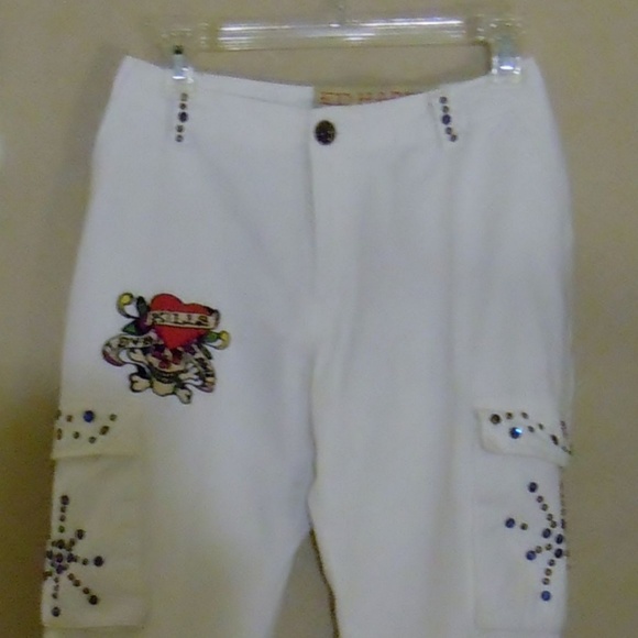 Ed Hardy Size 30 White Tatoo Chinos - Picture 5 of 8